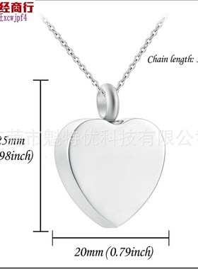 2021货源不锈钢饰品 不锈钢可打开心形 纪念动物骨灰盒吊坠项链防