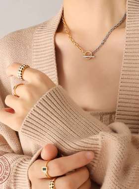 New ins hip-hop style fashion all-match double color matchin