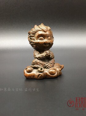 极速实心铜孙悟空悟道小摆件 包浆铜孙大圣小铜猴子筋斗云桌面小