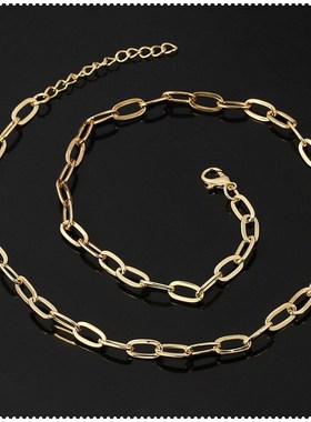 欧美新款冷淡风简约单层锁骨颈链ins流行不锈钢镀金链条潮流项链