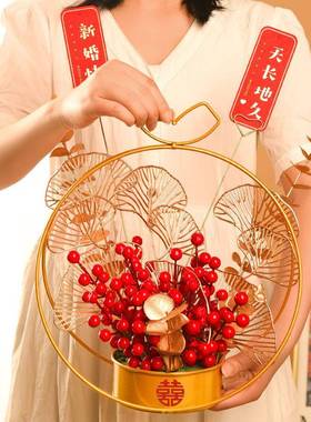 红浆发财果仿真花假花摆件客厅桌面装饰花篮乔迁新居礼物跨境