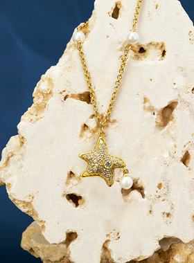 Orange Cube海星珍珠项链女款简约时尚轻奢设计感锁骨链女友礼物