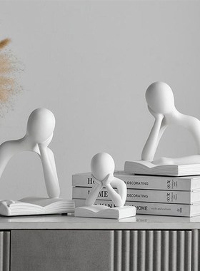 抽象艺术人物书档读书摆件书房书柜电视柜办N公室书店图书馆装饰