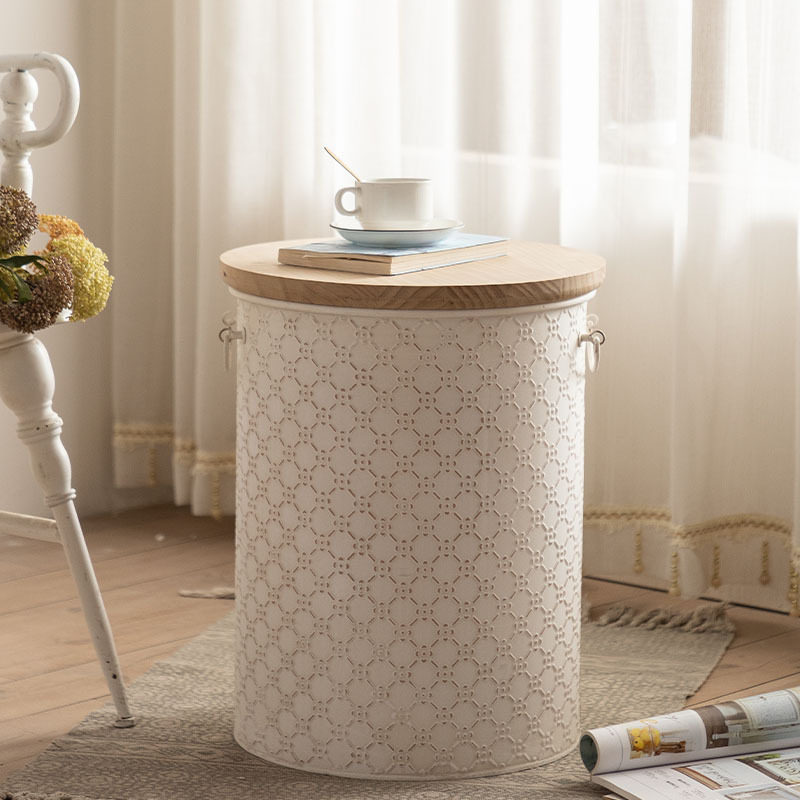 复古法式做旧铁艺收纳边几小户型客厅沙发储物P角几奶油风桶凳摆,淘宝优惠券,粉丝福利购,淘宝优惠卷