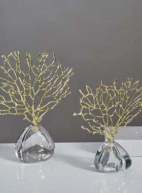 摆轻奢植物合发财BJ-0264树件高金级感创意众透明水晶小工艺品厂