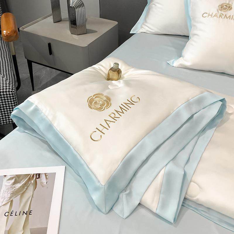 冰丝优品轻奢夏被四件套刺绣夏凉被薄款宿舍单人凉感空调被可机洗,淘宝优惠券,粉丝福利购,淘宝优惠卷