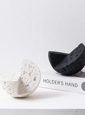 侘寂风几何半球形摆件展厅样板房售楼中心装饰品客厅餐桌书房摆设