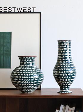正品景德镇大丹陶瓷花艺术家手工花器客厅插花轻奢级感装饰品