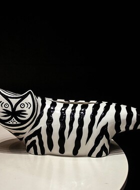 长尾猫咪陶瓷摆饰电视柜装饰办公室客厅酒柜乔迁新居中古