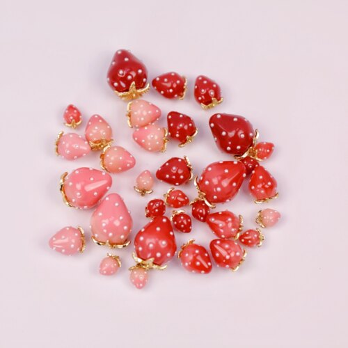 日本进口ins甜美草莓珠高品质树脂珍珠配件diy手作吊坠挂件材料 - 图0