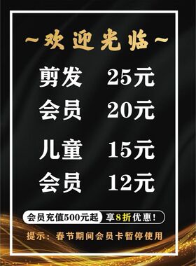 美发店价目表定制美容理发店价格表挂墙宣传海报发廊价位表贴墙
