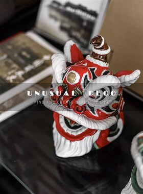 好货新中式国风舞狮醒狮子头摆件样板房间客厅书房电视柜摆设软装