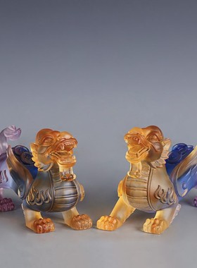 琉璃貔貅摆件一对招财客厅玄关店铺家居办公室桌貔恘送礼开业礼品