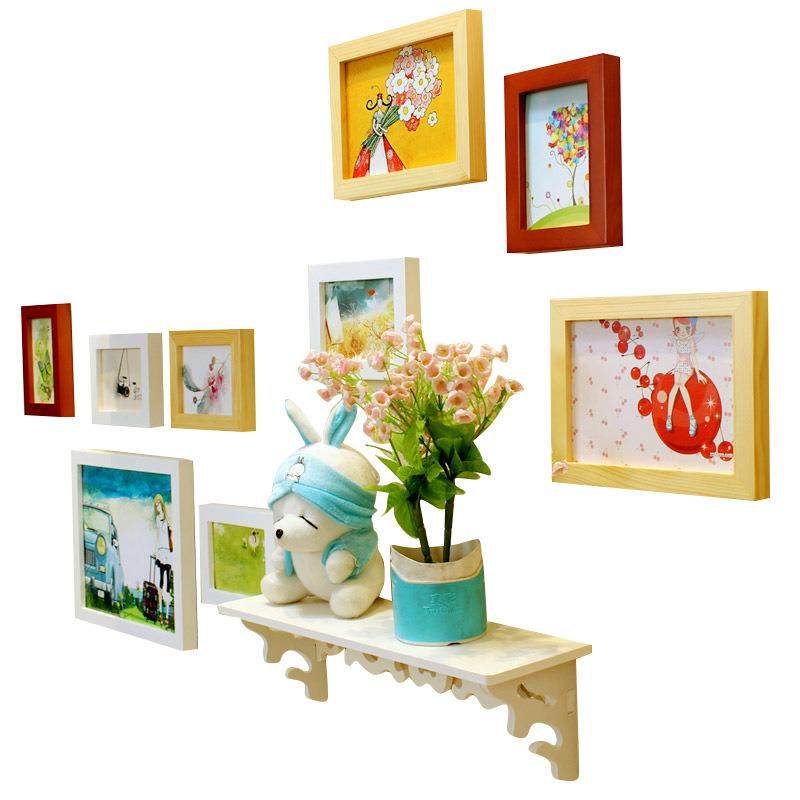 照片墙5寸7寸10寸相框组合雕花置物架相片墙 实木照片墙挂墙,淘宝优惠券,粉丝福利购,淘宝优惠卷