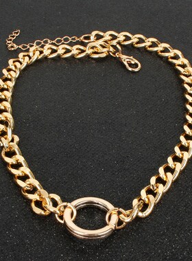 极速欧美个性配饰 网红金色链条圆圈拼接女式项链女 necklace 123