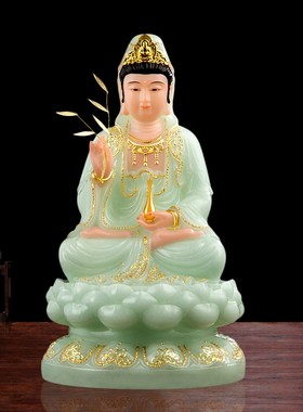 速发汉世玉观音菩萨佛像新款西方三圣家用供奉观件娑婆三圣南海摆