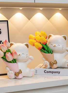 速发招财猫捧花摆件高厅家居鞋柜电视柜装饰品客级感开业乔迁新居