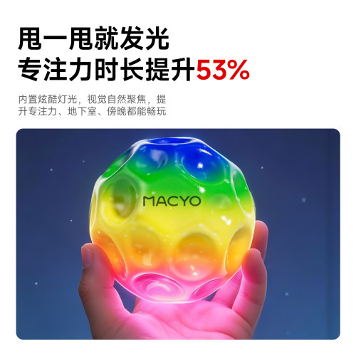 月球石手腕弹力球带绳儿童腕力球发光甩甩球回弹解压提升专注玩具 - 图1