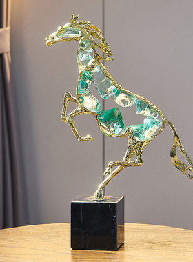 酒柜装饰品摆件办公室领导高档轻奢水晶马琉璃马到成功开业礼品