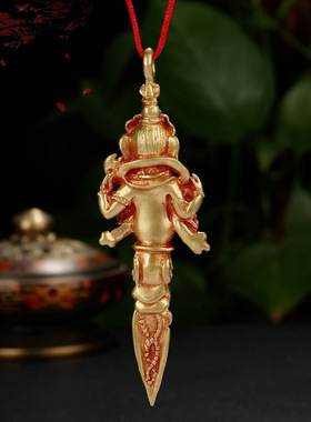 尼泊尔纯铜象鼻天财神吊坠障碍神毗那也迦吊坠挂饰车挂