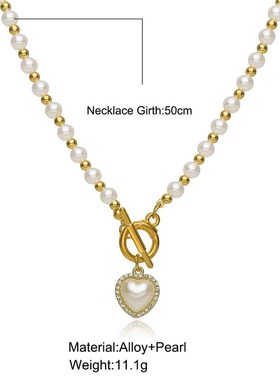 Pearl Heart Pendant Collar Chain珍珠爱心项链女式OT扣 锁骨链