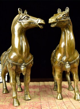 极速纯铜马摆件小马大号马仿古做旧铜马工艺品黄铜铸造仿古做旧包