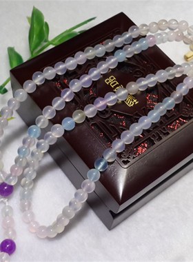 极速天然5A级巴西粉彩色玉髓108颗粒手錬4圈手串佛珠佛串 转运男