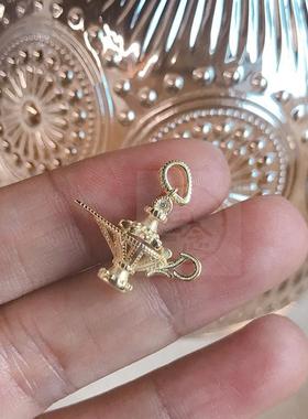 (Gold inlaid diamond pendant - Aladdin magic lamp 14s925