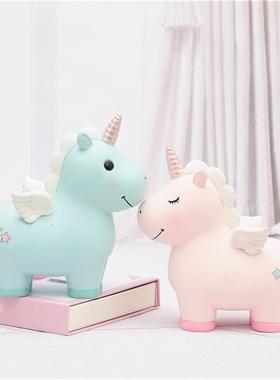 摆件家居装饰生日礼物女孩独角兽存钱罐大号少女心儿童纸币存钱筒