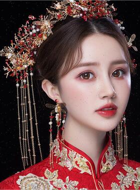 新中式新娘头饰秀禾2023服女结婚凤冠步摇大气高级感秀和服发饰显