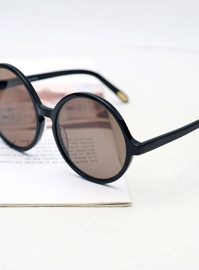 天然水晶石眼睛 太阳镜镜复古圆形个性男女镜 大框茶色老石头养目