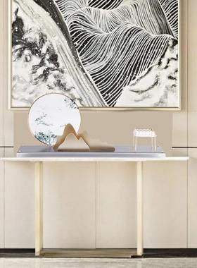 创意新中式禅意金属亚克力抽象假山风景画屏风摆件样板房玄关摆设