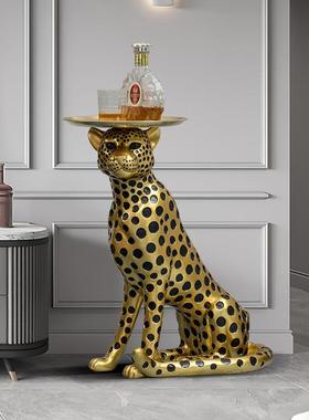 大型金钱豹客厅落地摆件招财创意家居装饰品玄关沙发旁软装
