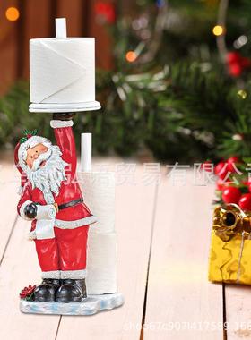 新品圣诞节老人手纸架树脂工艺品摆件桌面装饰红色克劳斯现货