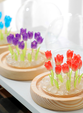 速发玫花灯小夜瑰摆件手工材料包花束装饰送友情人节生日礼物