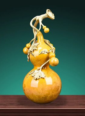 精选源盛集珍客厅《五福临门》铜葫芦摆件装饰乔迁搬家办公桌领导