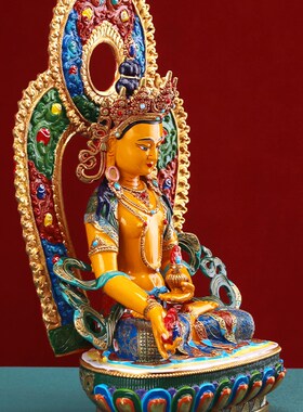 速发藏式纯铜七寸地藏王佛像家用供奉摆件精品全身彩绘1尺铜像可