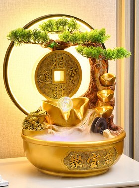 聚宝盆招财d流水摆件循环水喷泉景观客厅办公室风水轮乔迁开业礼