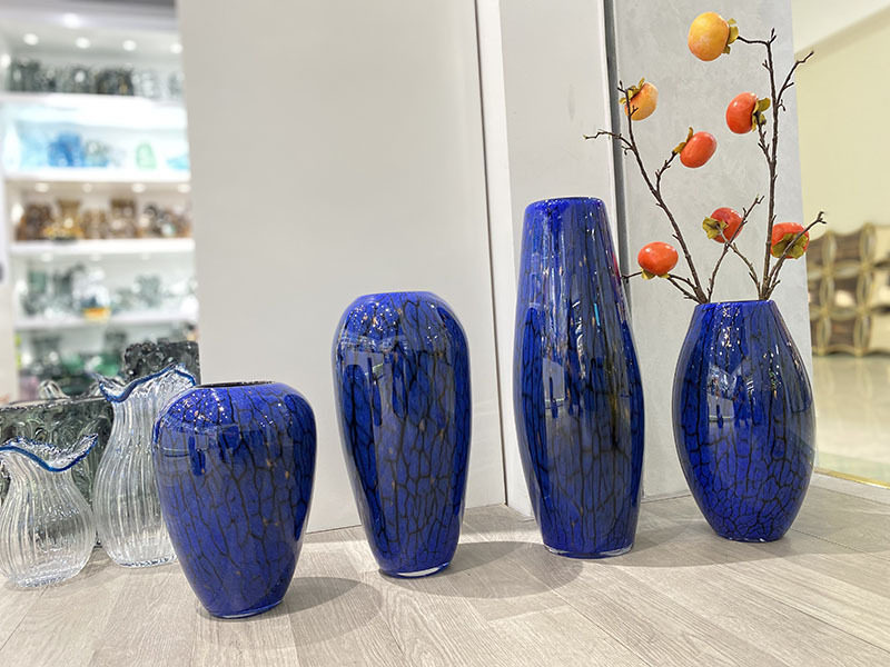 轻奢琉璃花瓶玻璃艺术摆件蓝色新中式客厅玄关装饰样板间花器餐桌,淘宝优惠券,粉丝福利购,淘宝优惠卷