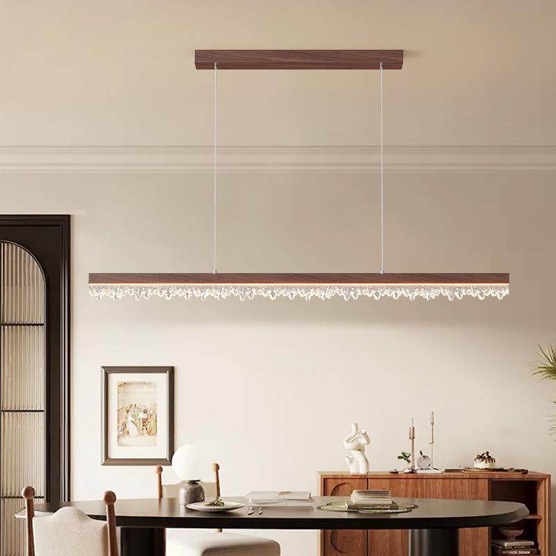 极简餐厅吊灯胡桃木色一字长条灯具中古原木风护眼日式吧台餐桌灯,淘宝优惠券,粉丝福利购,淘宝优惠卷