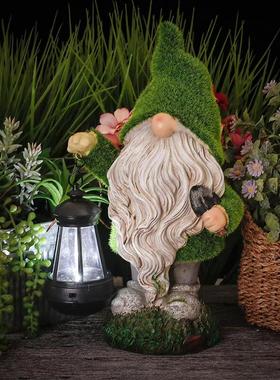 户外太阳能灯精灵树脂工艺摆件小矮人乌龟动物雕像庭院景观灯