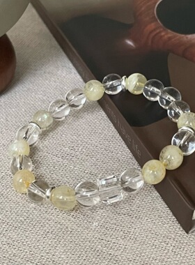 纯银隔片白水晶串珠手链
