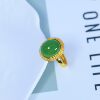 S925 silver inlaid Hetian jade jasper spinach green ring 11014