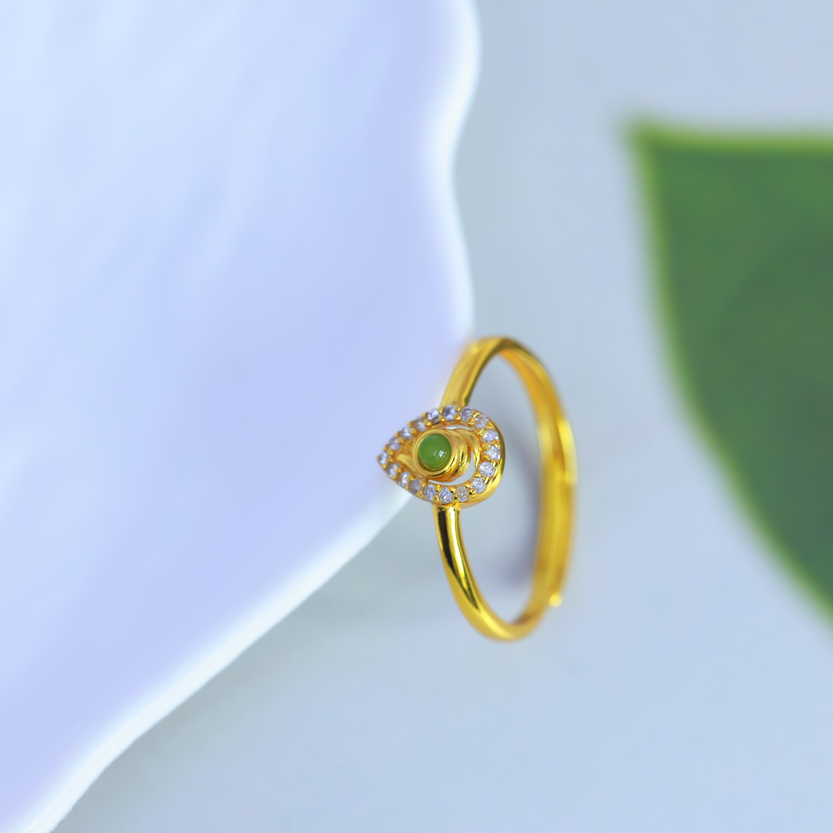 S925 silver inlaid Hetian jade jasper ring 11205