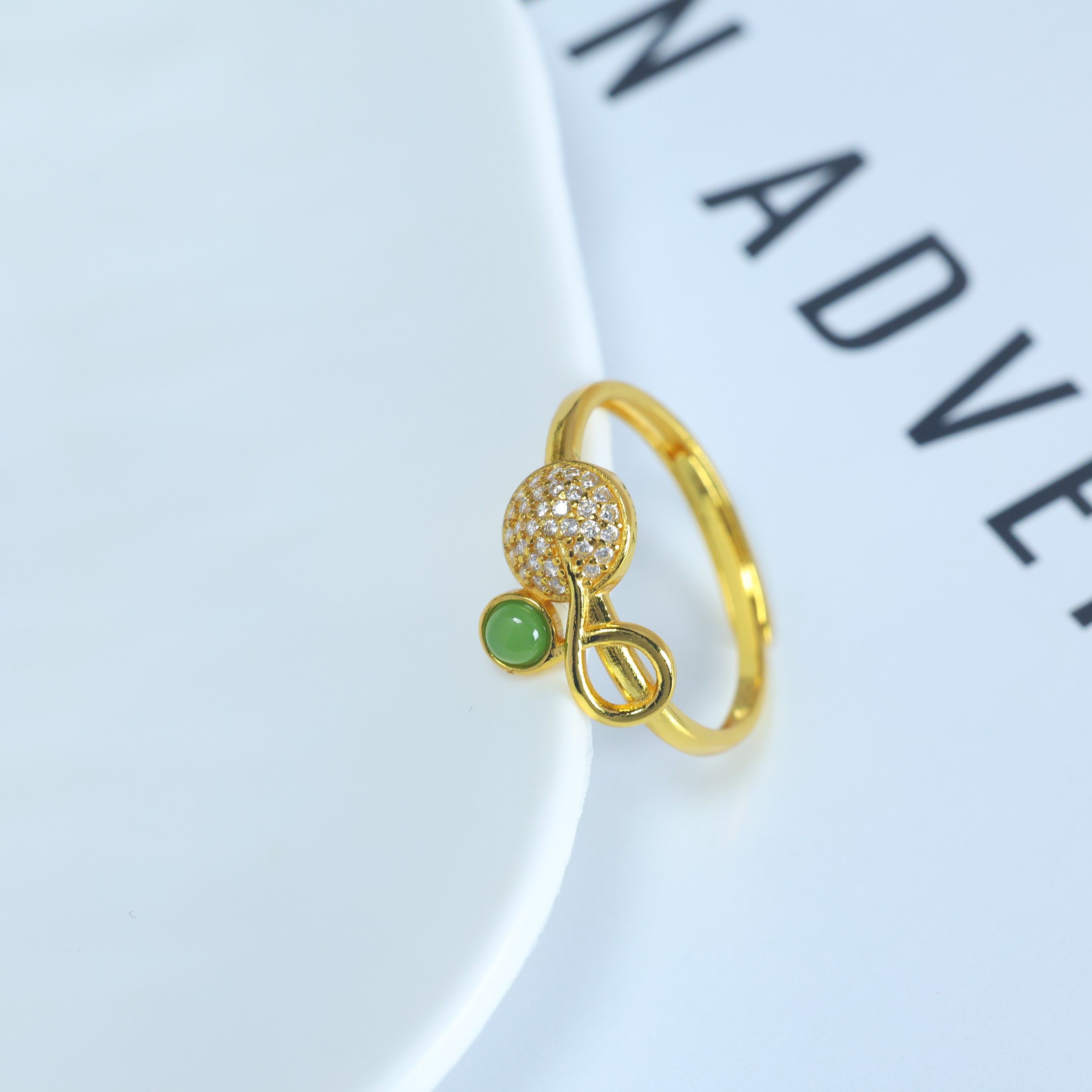 S925 silver inlaid Hetian jade jasper ring 11073