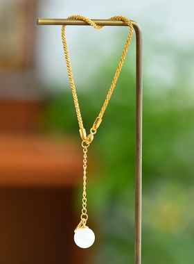 s925银镶和田玉10厘珠子手链