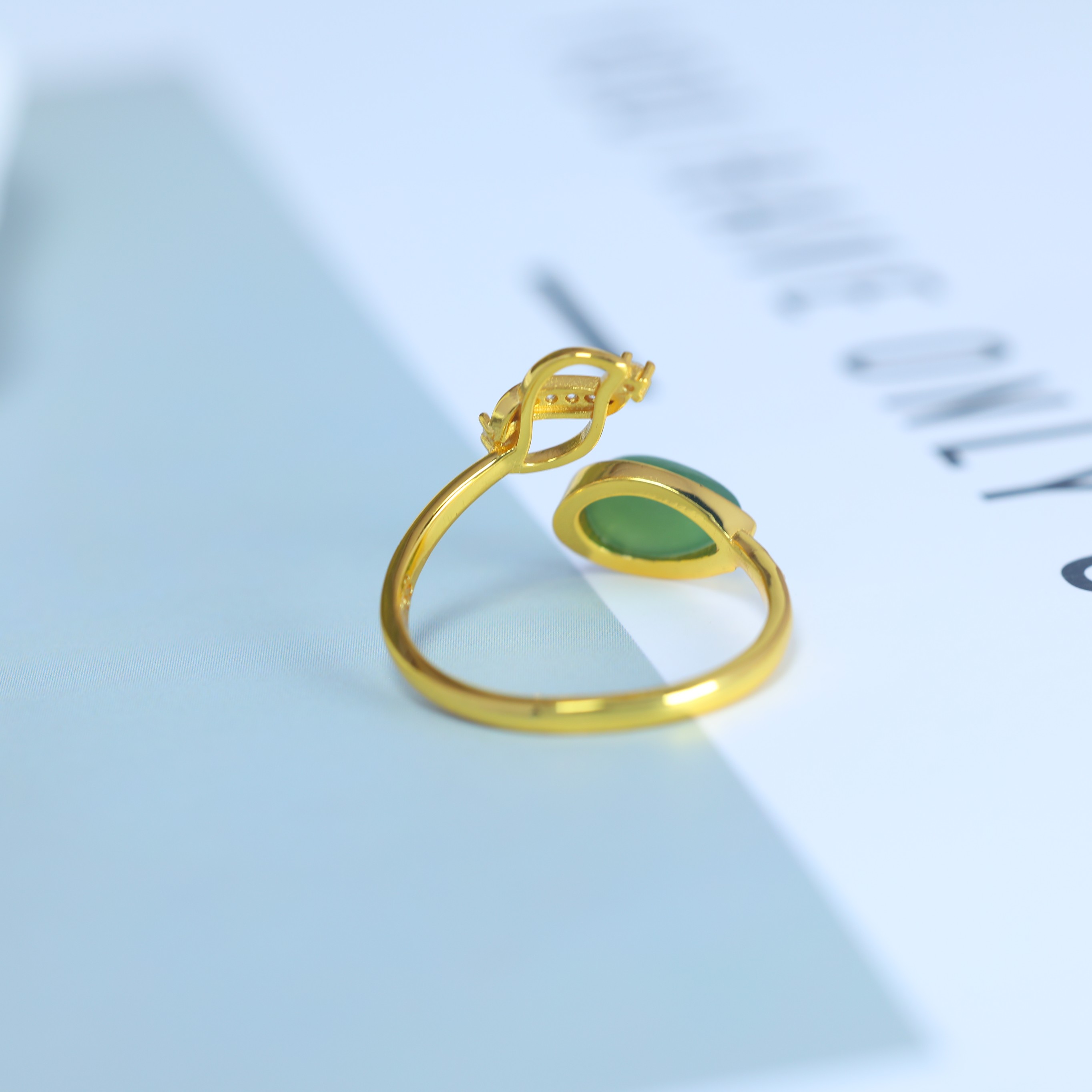 S925 silver inlaid Hetian jade jasper ring 11121