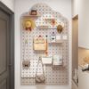 Hole board wall storage rack solid wood board decorative wall display rack wall O partition storage indoor storage rack