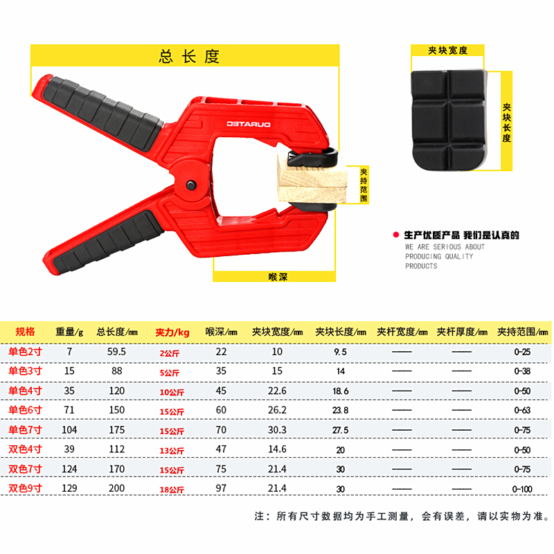 DURATEC木工A字夹强力固定夹快速夹木板模型塑料弹簧夹g型f夹紧器 - 图3