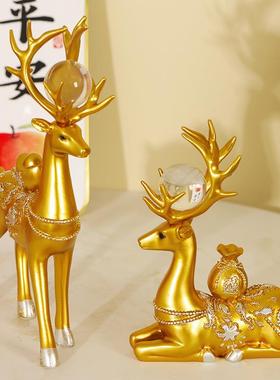 现代欧式金色福鹿酒柜房间办公室创意客厅摆件家居装饰葫芦工艺品